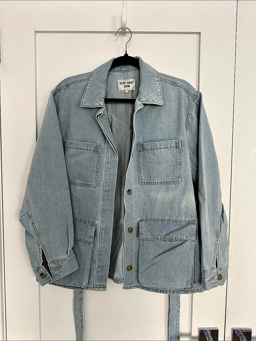 Velvet Heart Denim Utility Jacket in Blue Size Medium Like New